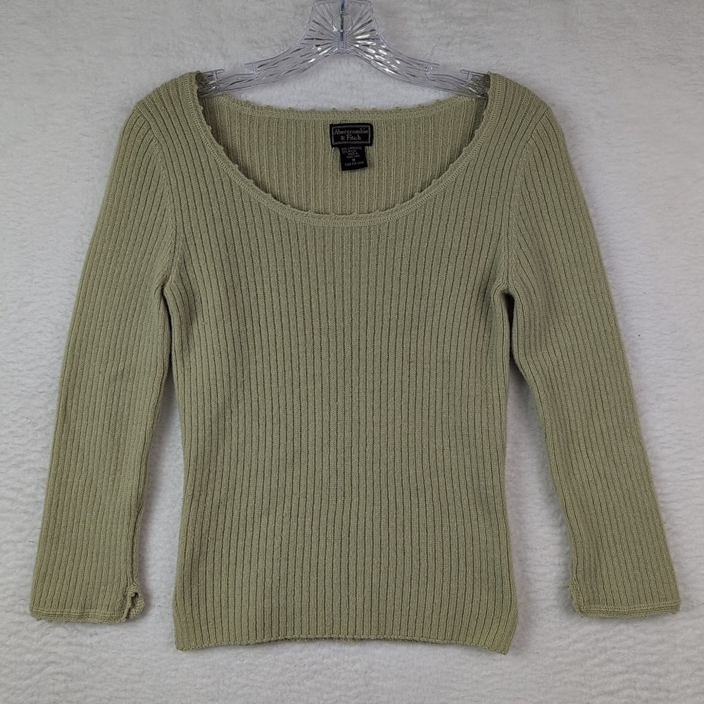 VTG Abercrombie & Fitch Wool Blend Sweater Women's Medium Ribbed Green